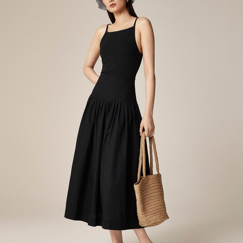 J. Crew Black Pintuck Mixy Dress